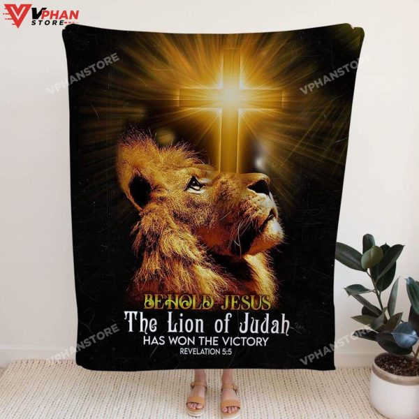 Behold Jesus The Lion Of Judah Christian Gift Ideas Bible Verse Blanket