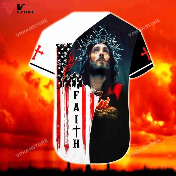 Believe And Have Faith Cross God American Flag Christian Baseball Jersey