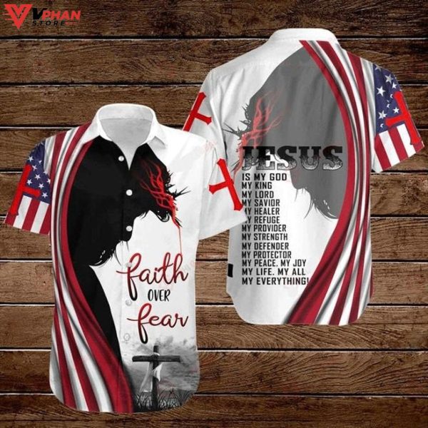Bible America Flag Jesus Is My God My King Christian Hawaiian Shirt