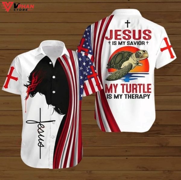 Bible Cross Jesus Is My Savior My Turtle Christian Hawaiian Aloha Shirt