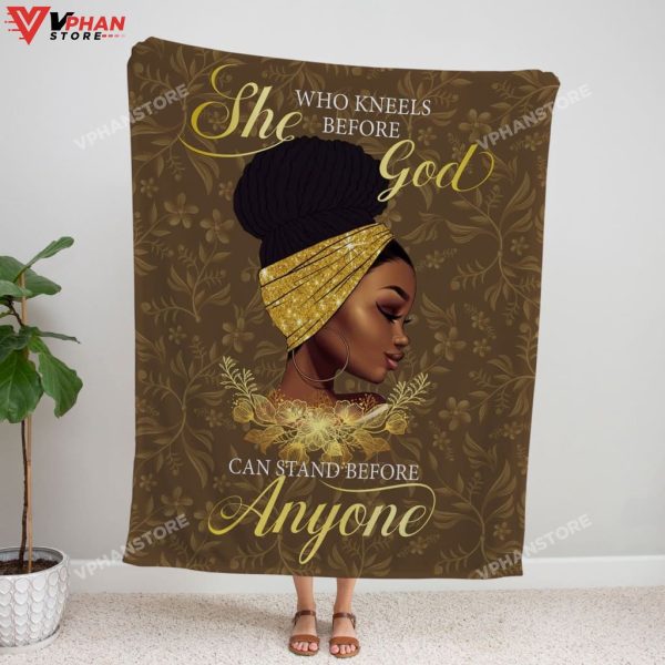 Black Women She Who Kneels Before God Christian Gift Ideas Bible Verse Blanket