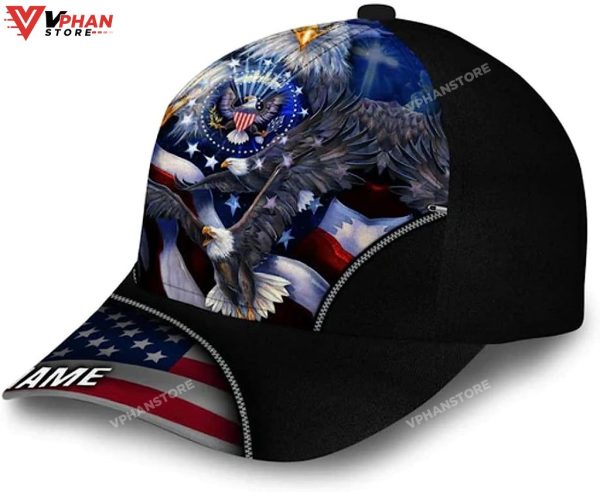 Bless America Eagle With Flag Baseball Cap, Religious Gifts For Men