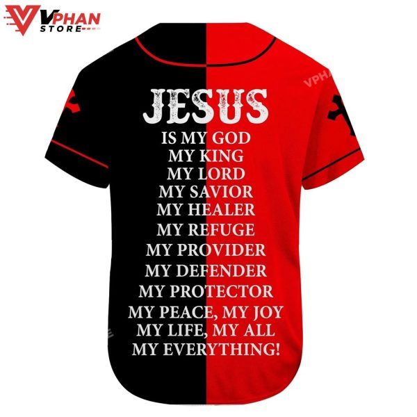 Child Of God Jesus Custom Lion God Red Black Christian Baseball Jersey