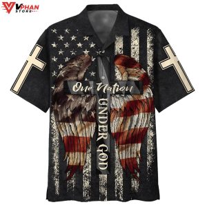 Christ Cross Wings One Nation Under God Christian Hawaiian Aloha Shirt 1