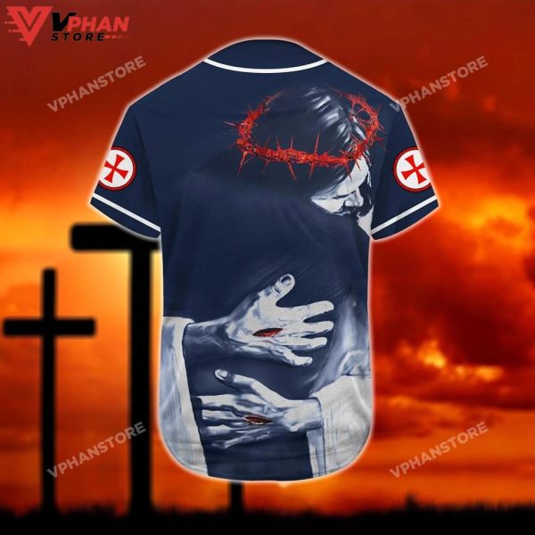 Christ Hugs Faith Christian Easter Gifts Ideas Christian Baseball Jersey