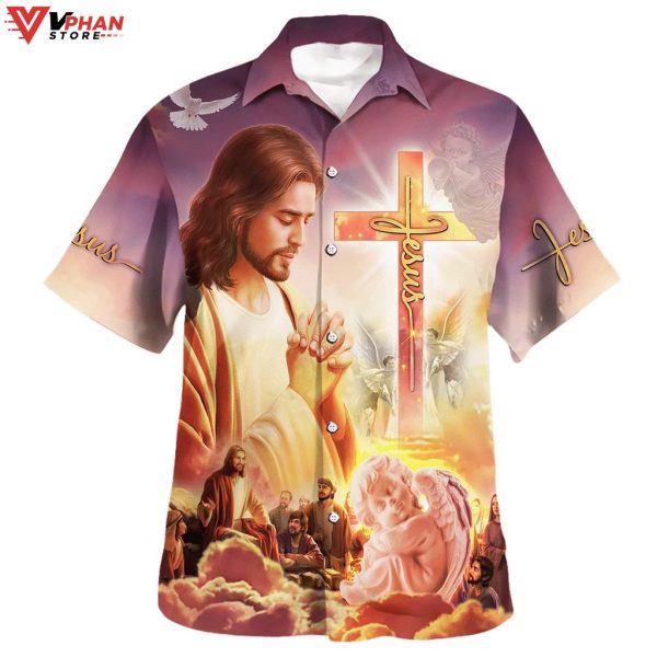 Christ With His Disciples Gift Ideas Jesus Pray Hawaiian Shirt