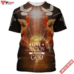 Christian Cross Jesus One Nation Under God 3d All Over Print Shirt 1