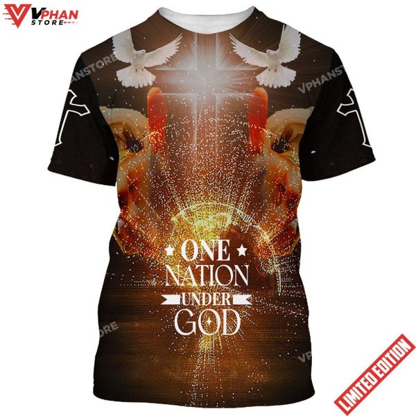 Christian Cross Jesus One Nation Under God 3d All Over Print Shirt