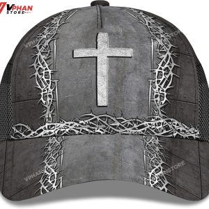 Christian Cross With Crown Of Thorn Baseball Cap 1
