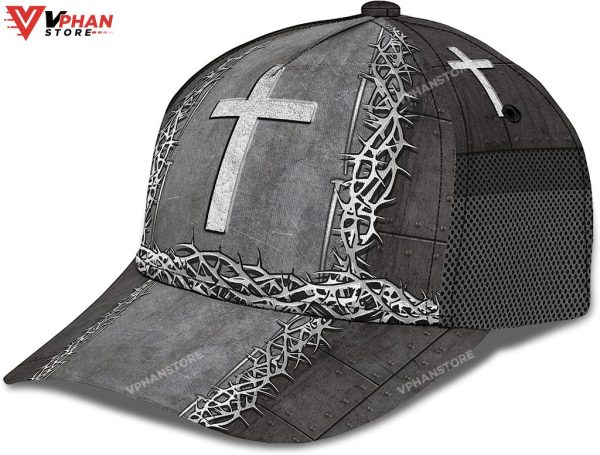 Christian Cross With Crown Of Thorn Baseball Cap