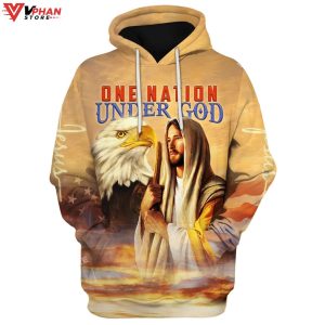 Christian Jesus And Eagle One Nation Under God Religious Hoodie 1