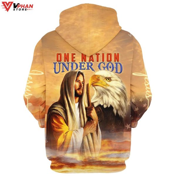 Christian Jesus And Eagle One Nation Under God Religious Hoodie