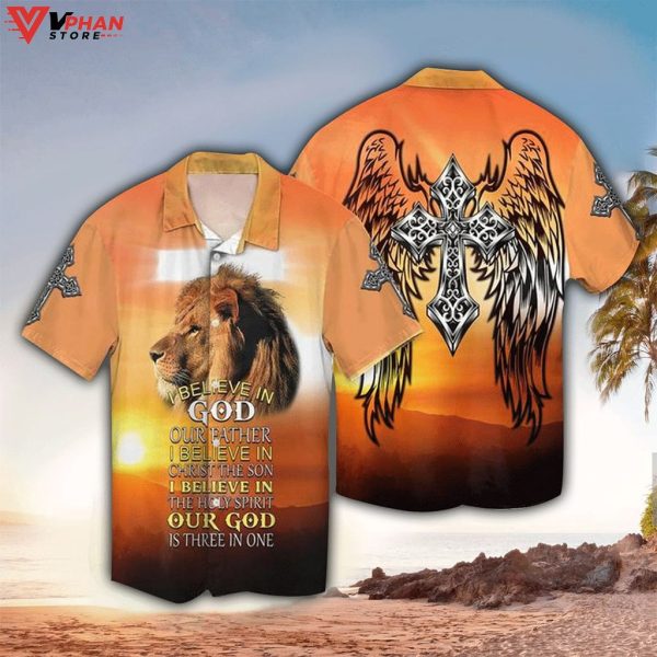 Christian Jesus And Lion Tropical Outfit Hawaiian Shirt