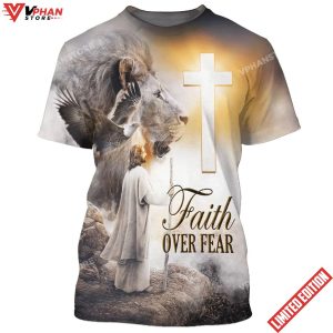 Christian Jesus Lion Cross Faith Over Fear 3d All Over Print Shirt 1