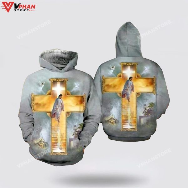 Christian Jesus Walks Cross Apparel Easter Gifts Hoodie