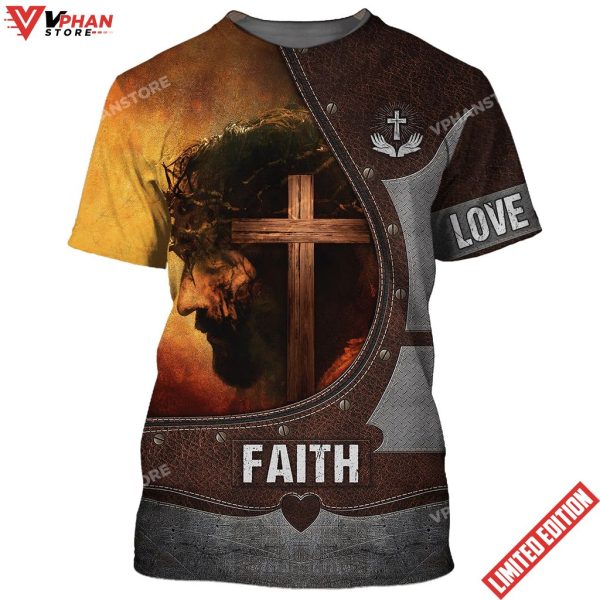 Christian Wooden Cross Love Jesus Faith 3d Shirt