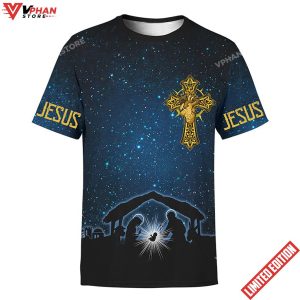 Christmas Nativity Scene Night Light Jesus Christmas Shirt 1