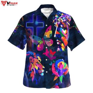 Colorful Jesus Lion Christian Gift Ideas Hawaiian Summer Shirt 1