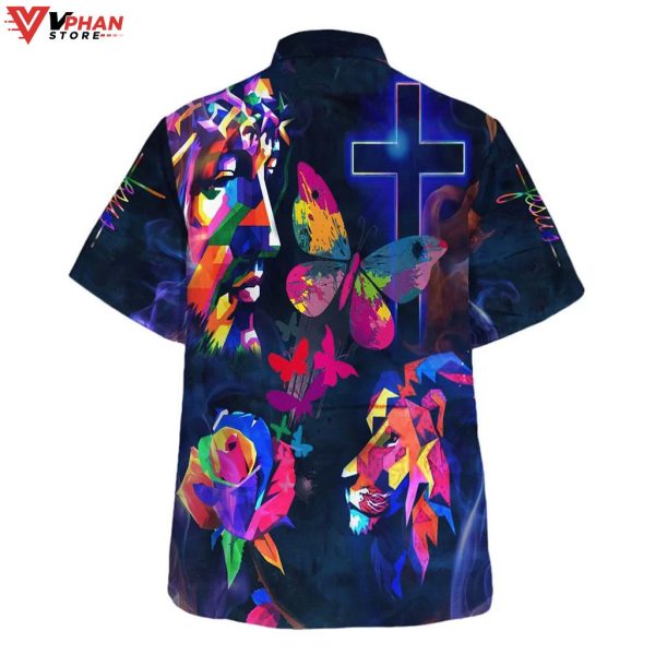 Colorful Jesus Lion Christian Gift Ideas Hawaiian Summer Shirt