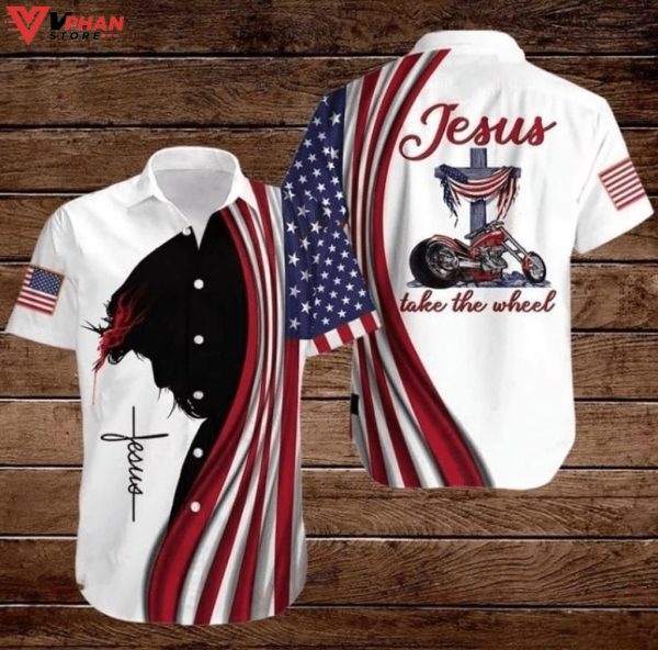 Cross Bible Biker Jesus Take The Wheel Christian Gift Ideas Hawaiian Shirt