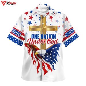 Cross Eagle One Nation Under God Tropical Outfit Christian Hawaiian Shirt 1