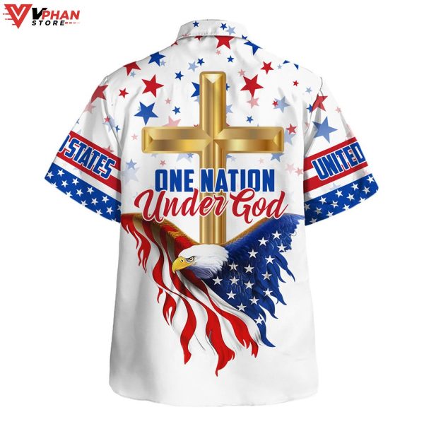 Cross Eagle One Nation Under God Tropical Outfit Christian Hawaiian Shirt
