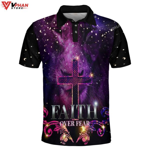 Cross Faith Over Fear Religious Easter Gifts Christian Polo Shirt Shorts