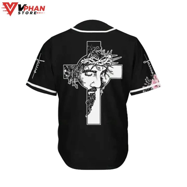 Cross God Flower Faith Religious Easter Gifts Christian Baseball Jersey