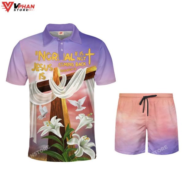 Cross With Lily Religious Easter Gifts Christian Polo Shirt Shorts
