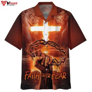 Crown Of Thorns Faith Over Fear Christian Gifts Hawaiian Summer Shirt 1