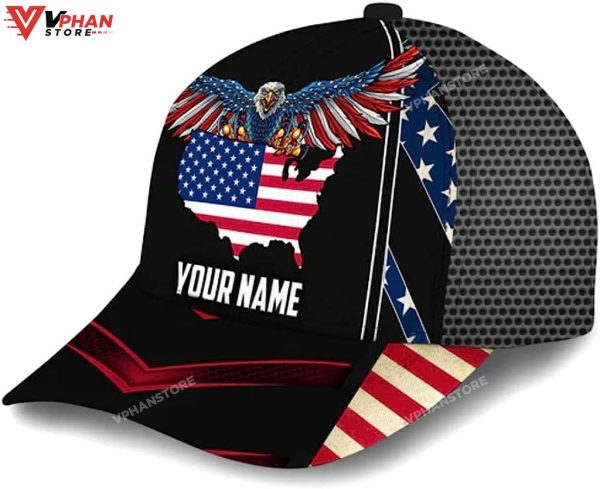 Custom Name American Flag Eagle Christian Baseball Cap