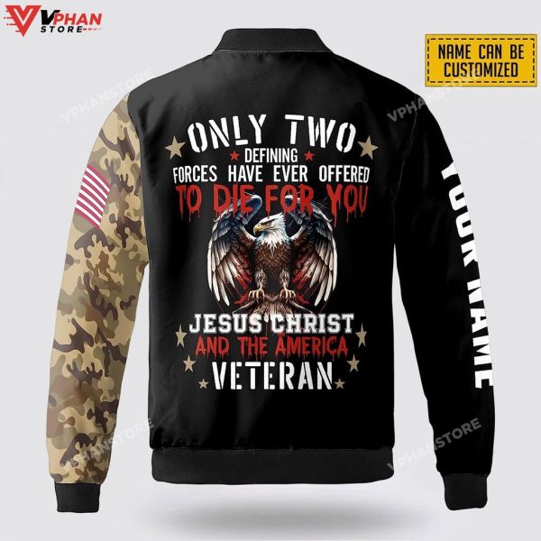 Custom Name Jesus Christ And The American Veteran Bomber Jacket