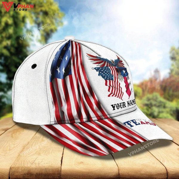 Custom With Name Texas Basebal American Support Cap