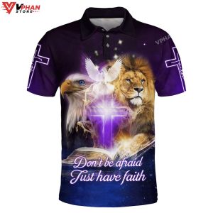 Don't Be Afraid Just Have Faith Lion Eagle Christian Polo Shirt Shorts