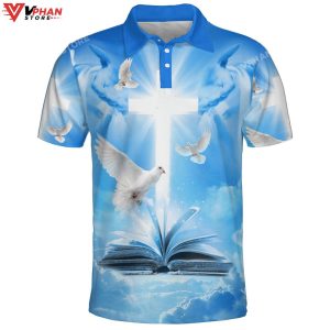 Dove And Cross Religious Easter Gifts Christian Polo Shirt Shorts 1