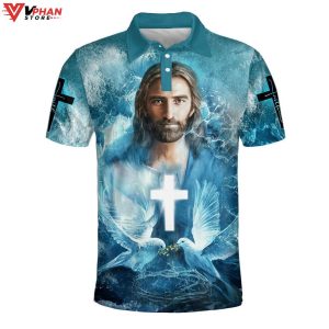 Dove And Jesus Religious Easter Gifts Christian Polo Shirt Shorts 1