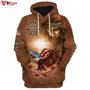 Eagle American And Jesus Hoodie One Nation Under God Hoodies 1