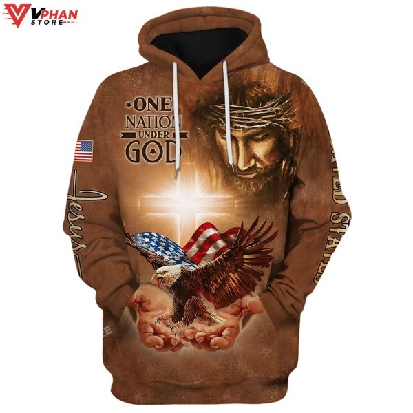 Eagle American And Jesus One Nation Under God Hoodies