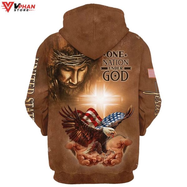 Eagle American And Jesus One Nation Under God Hoodies