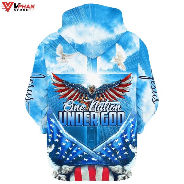 Eagle Christian Cross Jesus Dove One Nation Under God 3D Hoodies