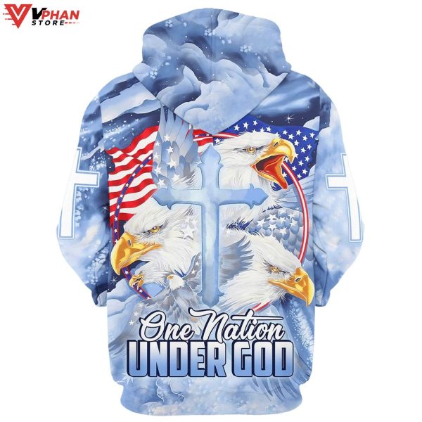 Eagle Cross Jesus America One Nation Under God Christian Hoodie