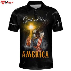 Eagle God Bless America Easter Gifts Christian Polo Shirt Shorts 1