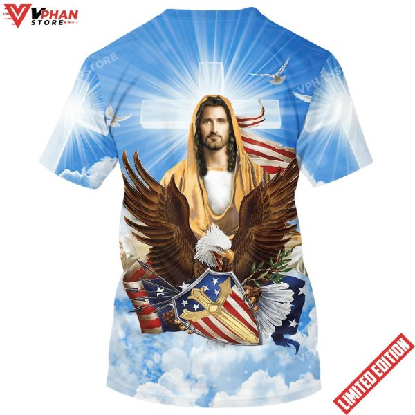 Eagle Jesus Amercican One Nation Under God 3d All Over Print Shirt