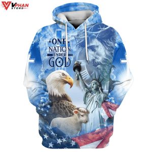 Eagle Jesus America And Lamb One Nation Under God Christian Hoodie 1