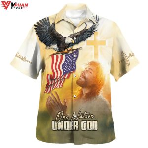 Eagle Jesus America One Nation Under God Hawaiian Aloha Shirt 1