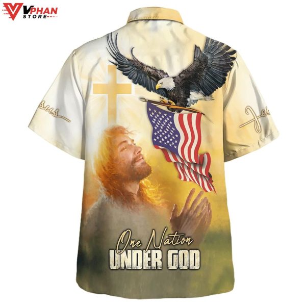 Eagle Jesus America One Nation Under God  Hawaiian Aloha Shirt