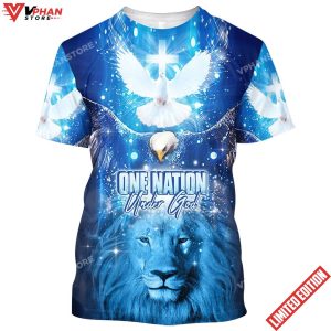 Eagle Jesus One Nation Under God 3d All Over Print Shirt 1