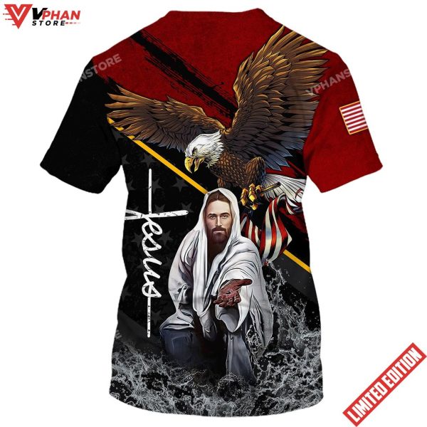 Eagle Jesus Reaching Hand America One Nation Under God All Over Printed Shirt