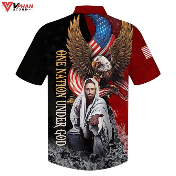 Eagle Jesus Reaching Hand One Nation Under God Hawaiian Aloha Shirt