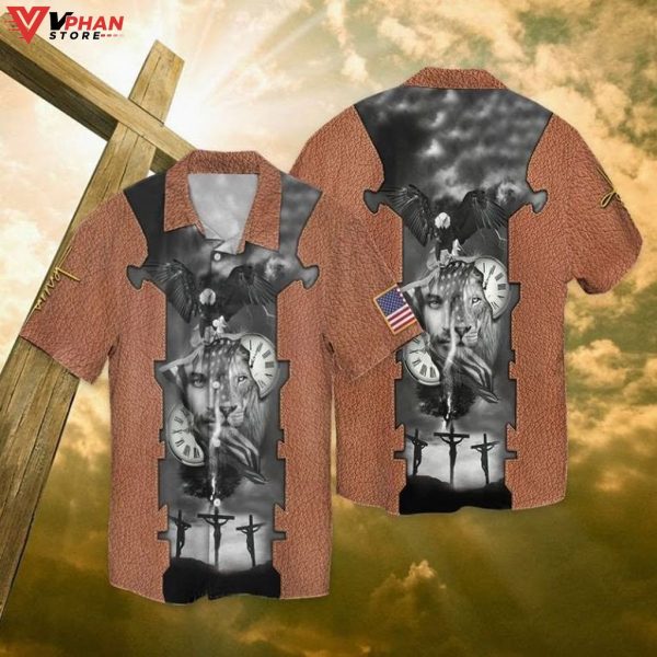 Eagle Lion Jesus Tropical Outfit Christian Gift Ideas Hawaiian Aloha Shirt